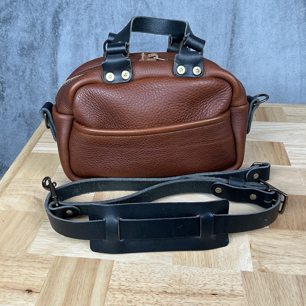 Go Forth Goods Mini Hoffman Crossbody Shoulder Hand Bag Saddle W/ Black Strap - Picture 12 of 16